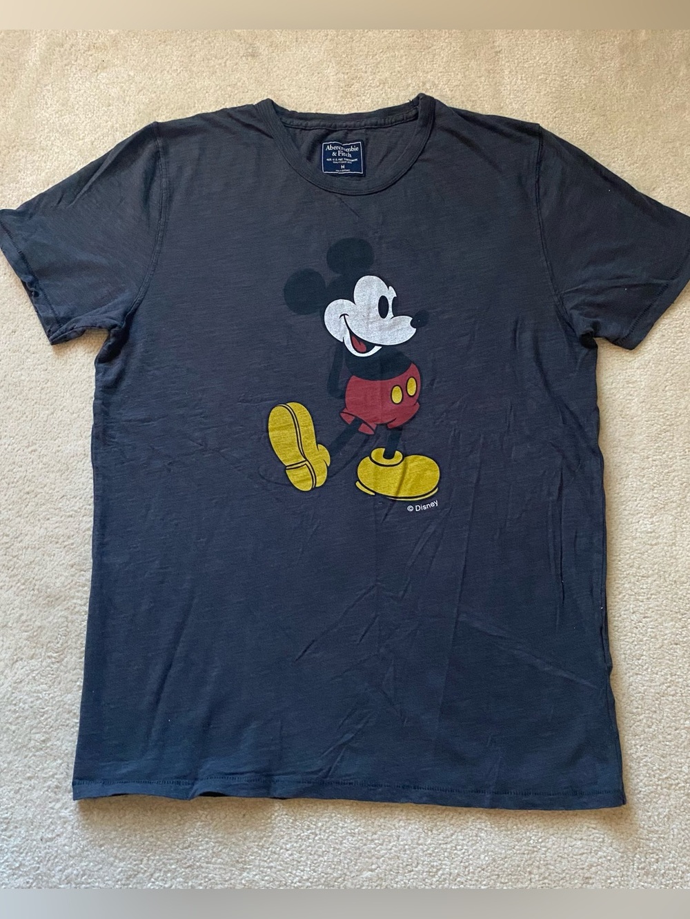 Abercrombie Fitch Mens Mickey Mouse Graphic T Shirt Size Medium Gray Disney Tee